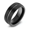 316l anillo de acero inoxidable Stainless Steel Ring Band Silver Recessed Line Vintage Tungsten Ring