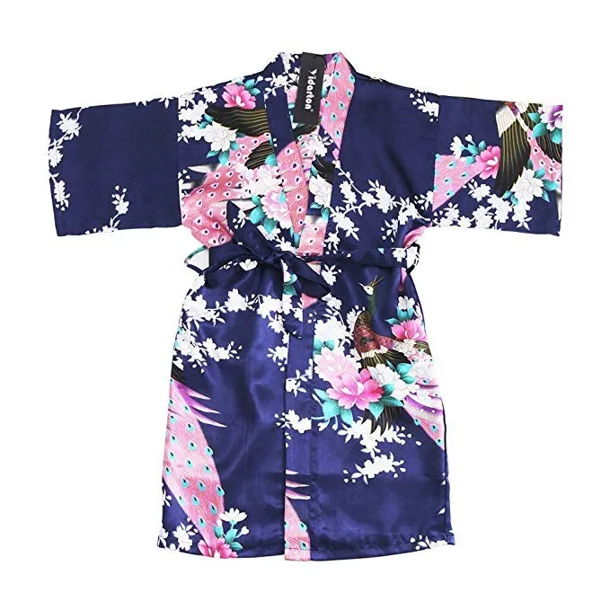 Flower Girl Satin Robe Junior Bridesmaid Satin Robe,Kids Silk Kimono