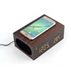 Wood Speaker Wireless Charger Transmitter Wooden Qi Wireless Charger With Digital Led Clock