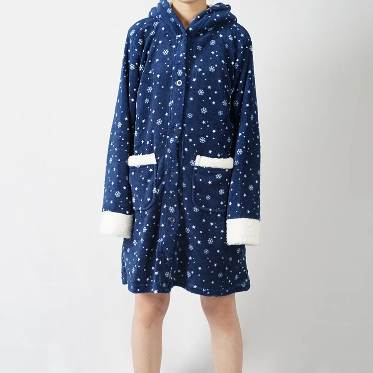 个性化羊毛雪印花工厂女性蓝色高品质浴袍 - buy 雪印花浴衣,女士蓝色