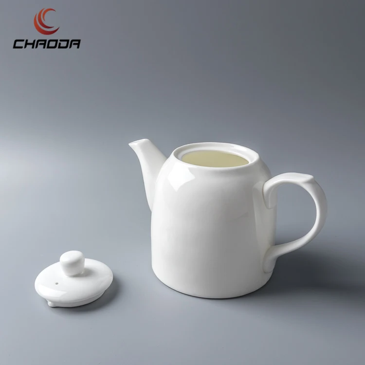 1110ml Heat Resistant White Ceramic Pot Teapot Set Cheap Porcelain
