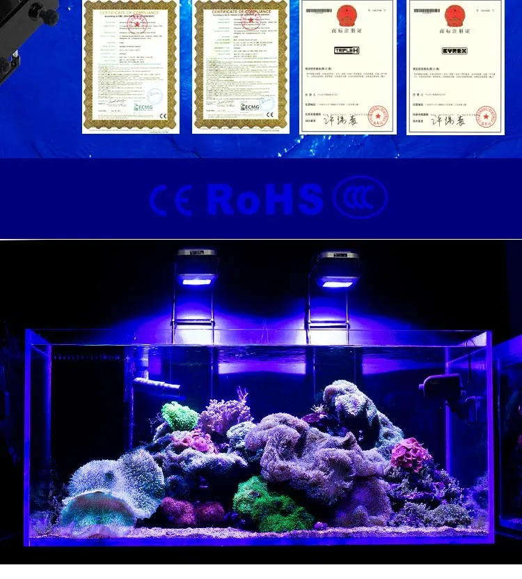 Professional adjustable bracket RoHs certification high quality full spectrum RGB coral reef aquarium led lighting