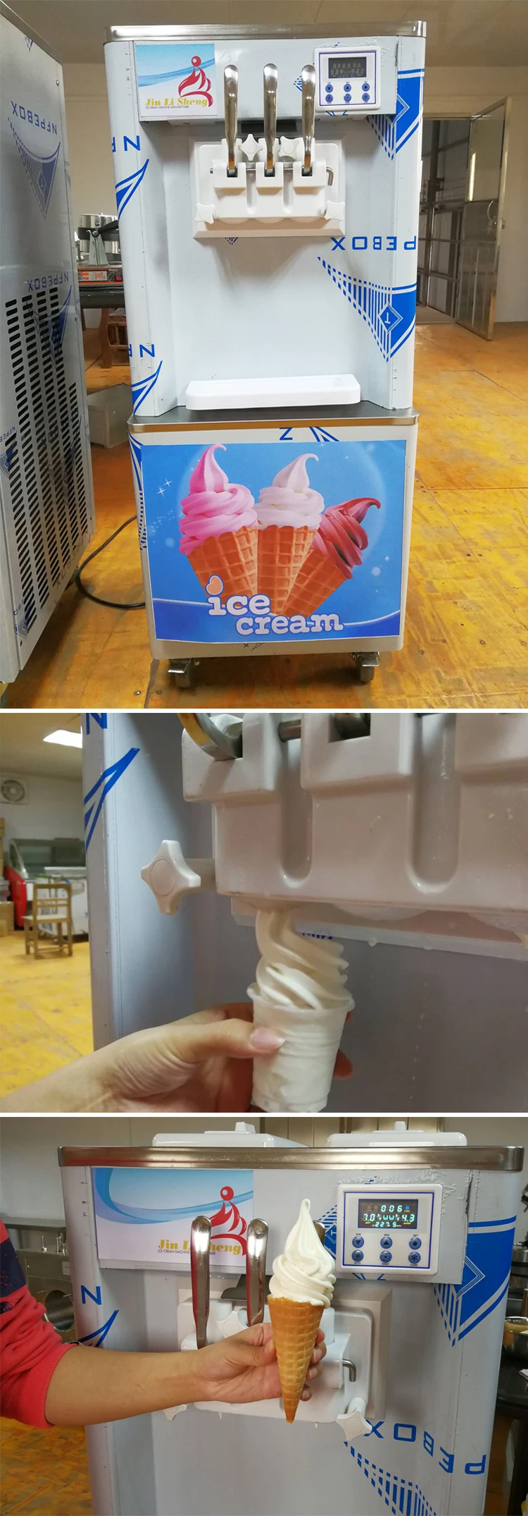 상업 3 맛 냉동 요구르트 소프트 아이스크림 만드는 기계 예냉 시스템 Buy 소프트 아이스크림 기계 소프트 아이스크림 기계