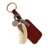 Fashion Cool Rock Leather Key Chain Keychains Big O-ring Metal Comb Genuine Leather Keychains