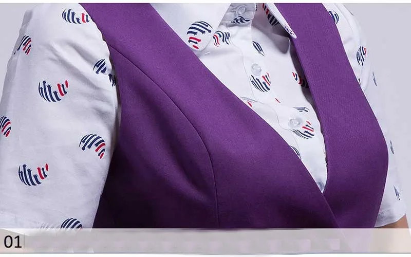 Oem Delicate Design Tailoring Fashion Purple Elegant Airline Stewardess