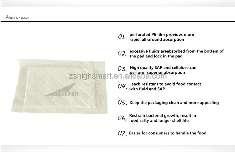 New Fish and Meat Preservative Absorbent Packing Pad for Transporting, Supermarket Meat Tray,butcher Shop