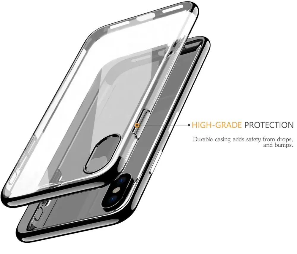 Ultra Slim Mobile Phone Cover Soft Tpu Back Case With Plating Frame For