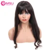 Lace Front Wig With Fringe Long Hair Curling At The Tail Half Human Hair Extensions Making Machine Wig With Bangs