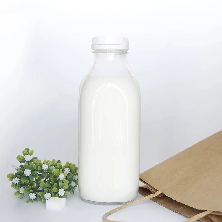 500ml Square Clear Glass Soda Cold Brew Juice Milk Bottle With Plastic Tamper Evident Cap
