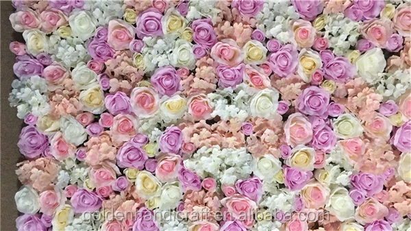 Customized Artificial Silk Wedding Roll Up Flower Wall Rose Backdrop