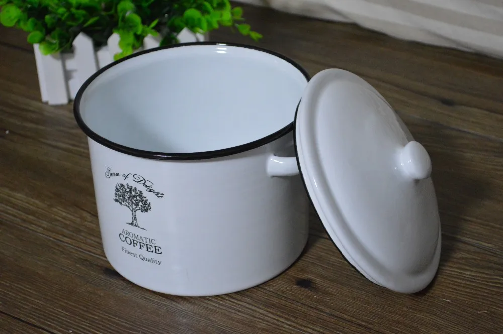 Retro Enamel Soup Pot Storage Pot Buffet Soup Pot With Lid And Handle