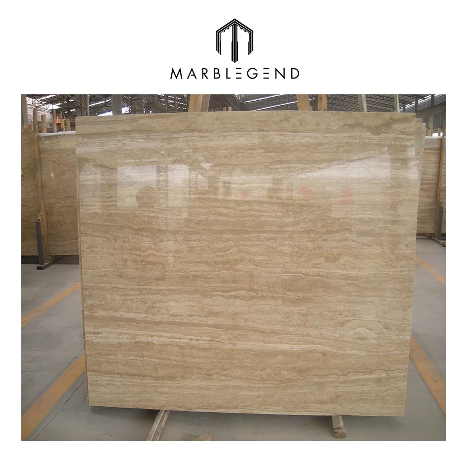 Highly Polished Natural Beige Travertine Marble Slab Natural Beige Travertine Marble Slab