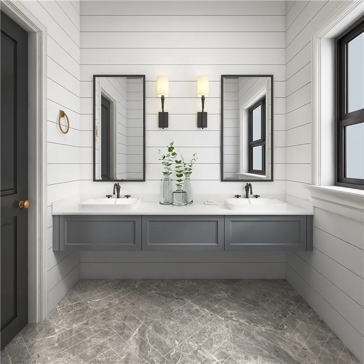 Modern Design Fully Assembled Dark Black Wood Bathroom Vanity