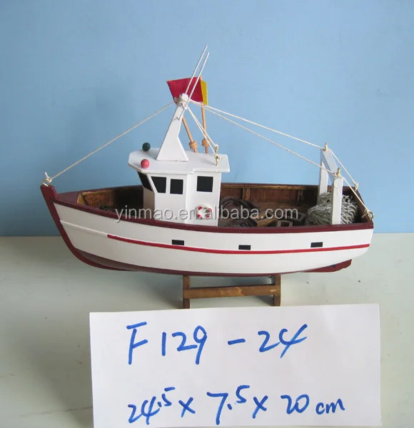 Wooden Fishing Shrimp/crab Boat Model,Small Red 24x7.5x20cm,Fishing Tug