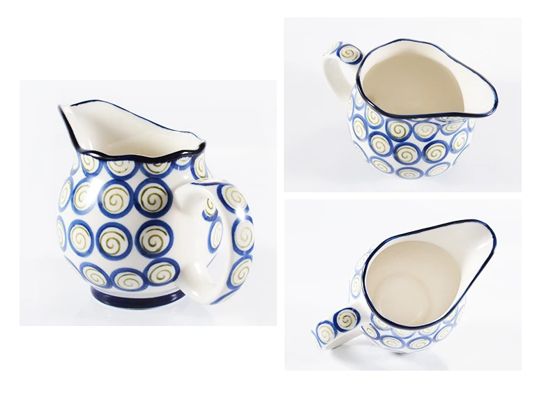 Cute Circle Pattern Pointed Mouth Ceramic Milk Jug With Handle Buy