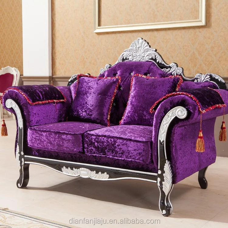 Carving Solid Wood Silver Plated Low Price Purple Velvet Sectional Carving Solid Wood Silver Plated Low