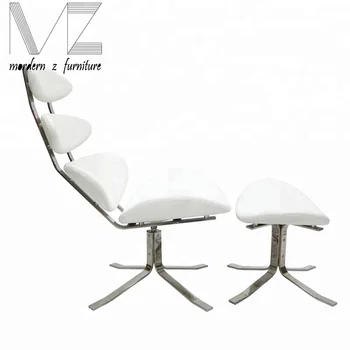 Moderne Rvs Basis Schotel Corona Lounge Stoel En Ottomaanse rvs lounge stoel