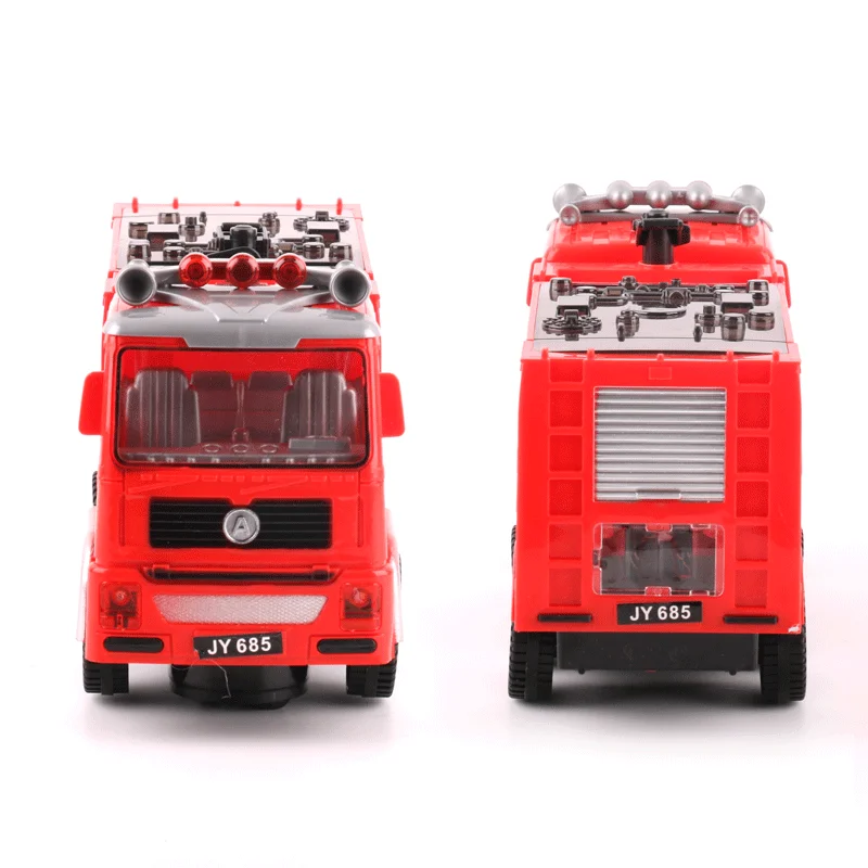 Electric Rescue Fire Truck Kids Toy Flashing Lights IC Sound Bump & Go Action 