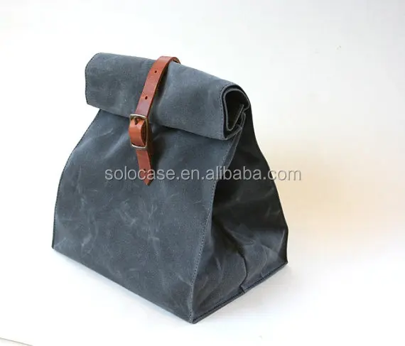 Waxed Canvas and Leather Cooler Bag for Lunch Sack