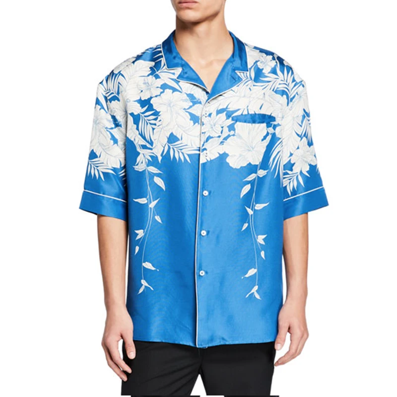 Factory Supplier Men's Floral-print Silk Short-sleeve Sport Shirt - Buy ...