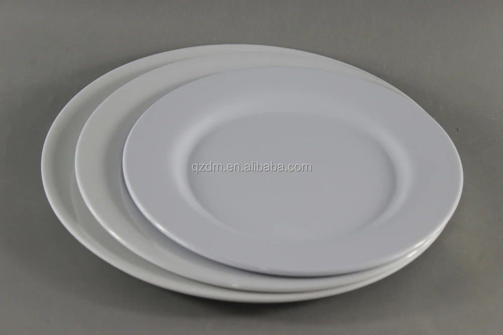 White Melamine Round Dish Set Of 3 Sizes,A5 Quality