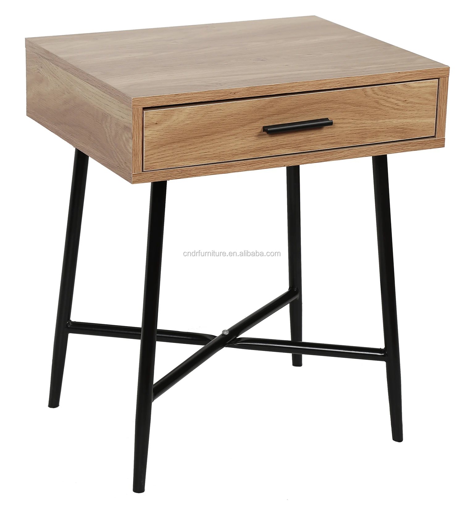 Bedside Table Wood With Metal Frame