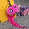 2018 Fashion Custom owl Shaped Faux Rabbit/Mink Fur Pom Pom Keychain