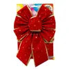 Christmas Tree Decoration with Red Velvet Ribbon Bow, Satin Butterfly Tie