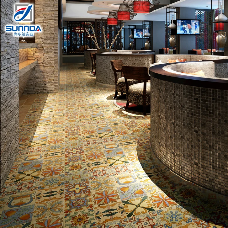 Sunnda Patrón De Flores Cerámica Azulejo,Azulejos De Suelo Y Pared De