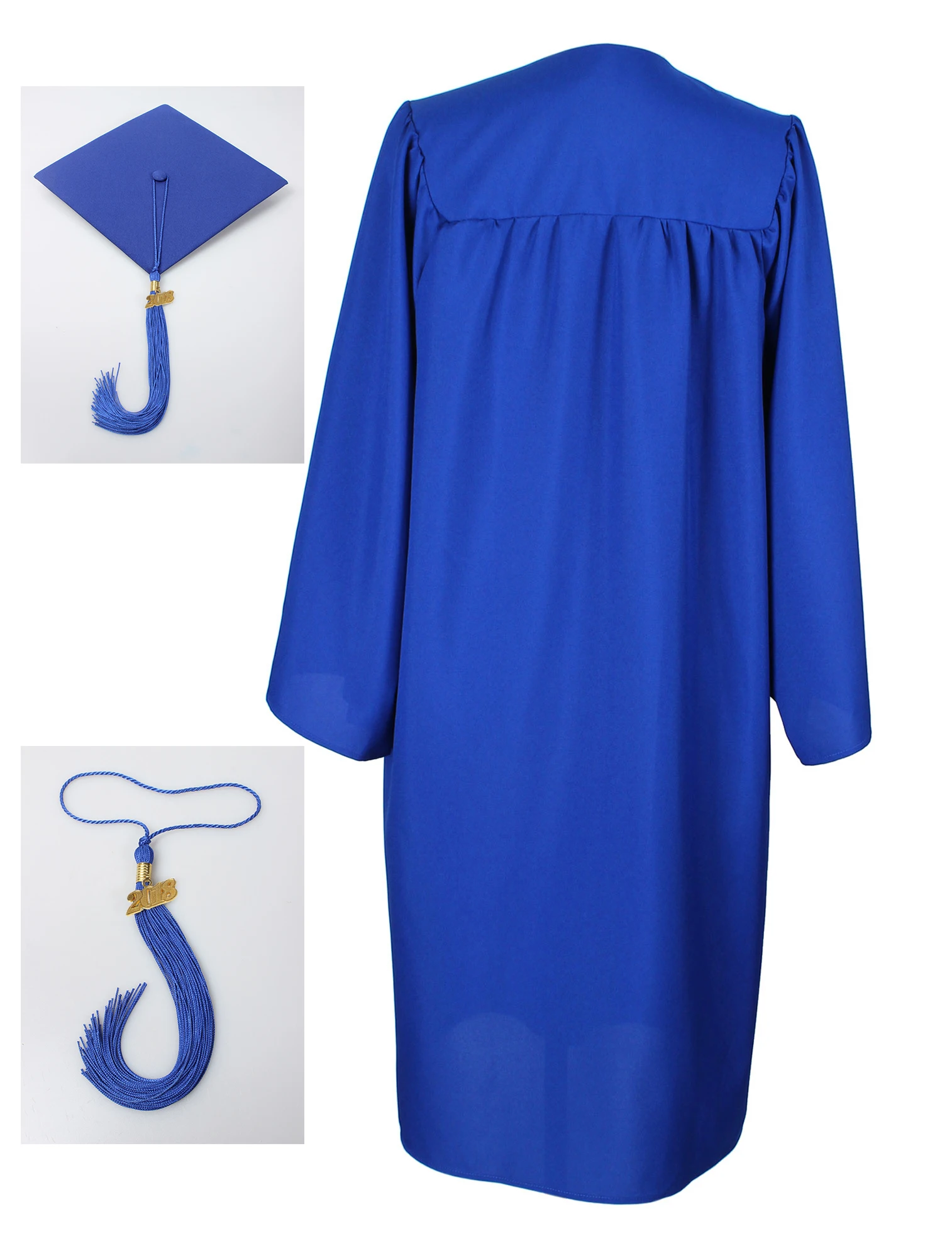 Royal Blue Graduation Caps And Gowns With Tassel And Year Charm - Buy