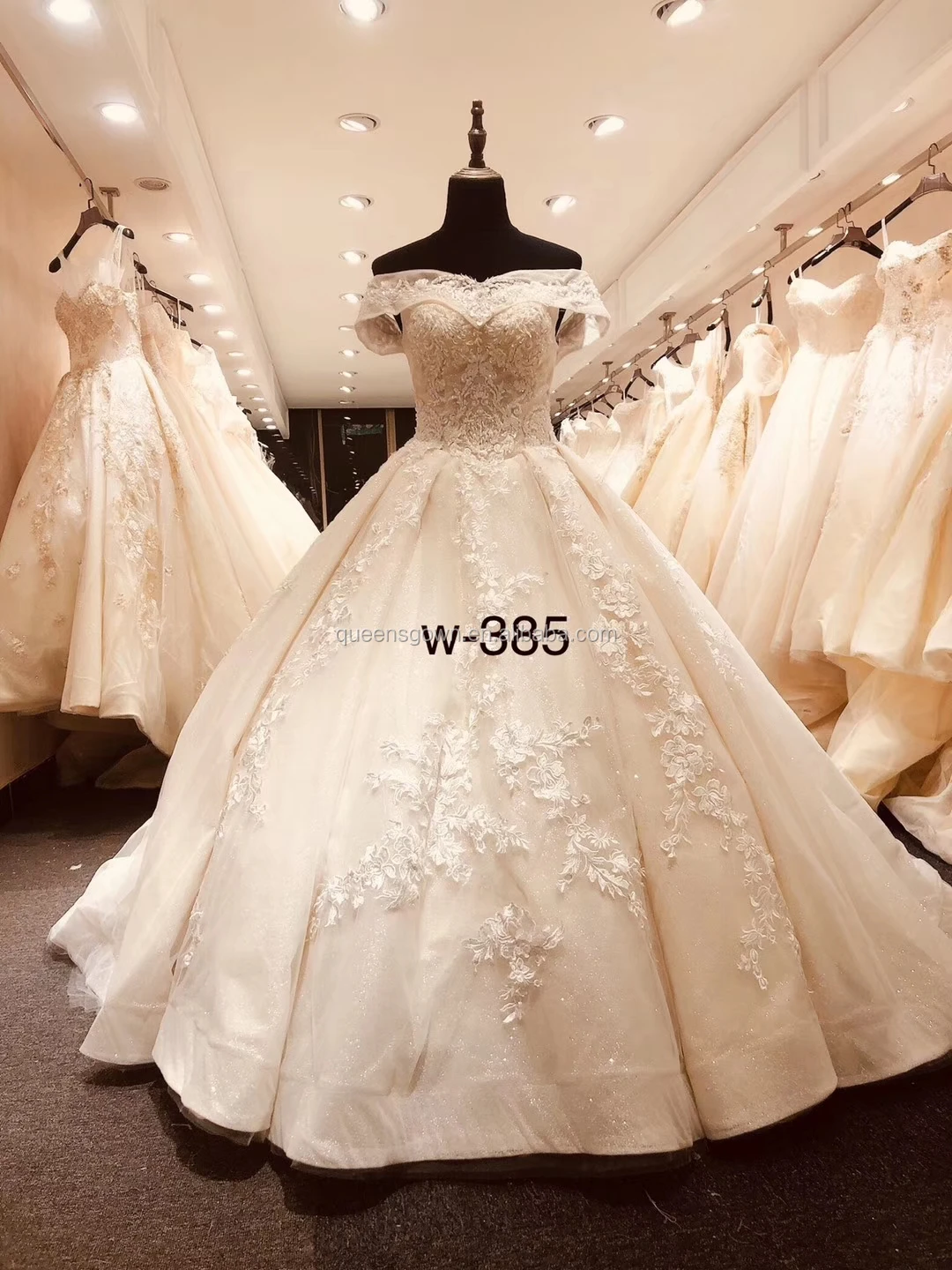 W-385 China wedding dress ball gown off-shoulder fancy bridal gowns