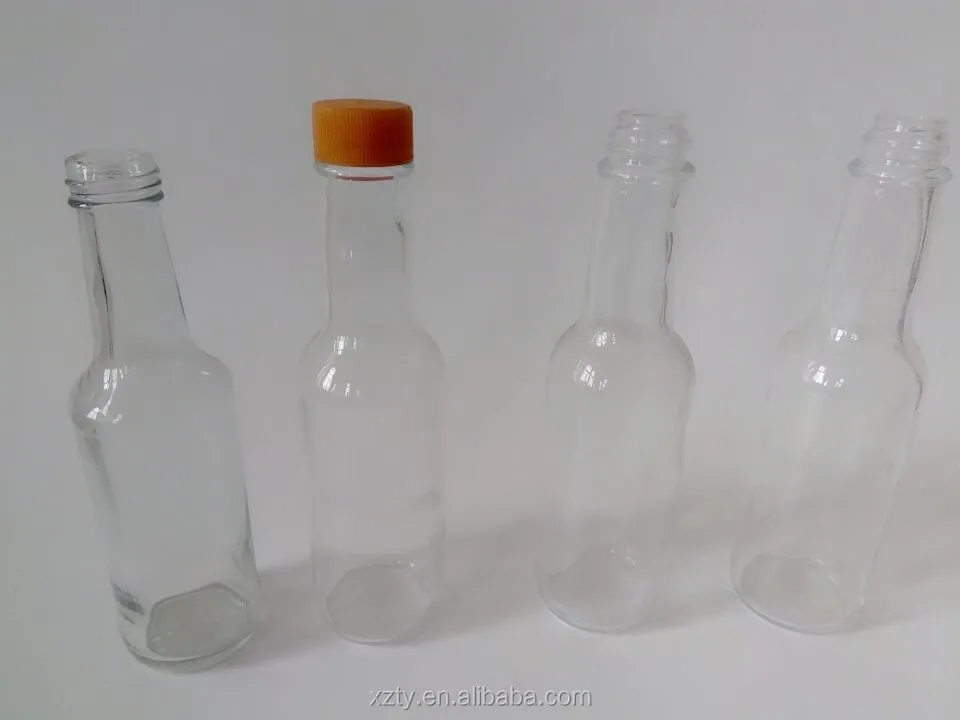 5oz Woozy Hot Sauce/chili Sauce Clear Glass Bottle With Black Plastic