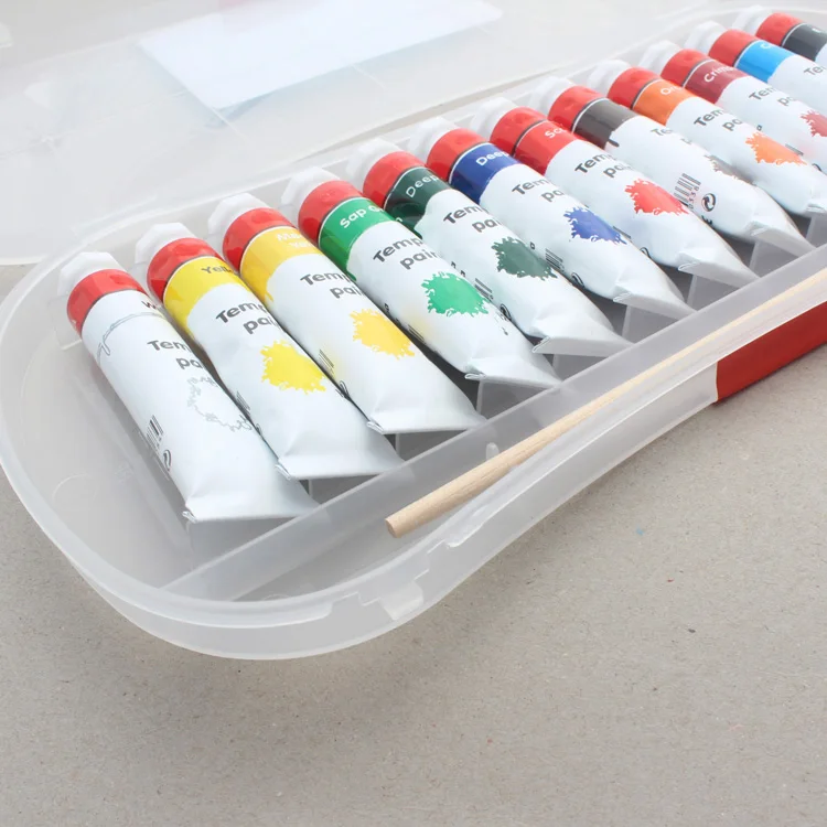 Custom High Quality 12 Color Art Painting Gouache Pp Box 12ml Tempera