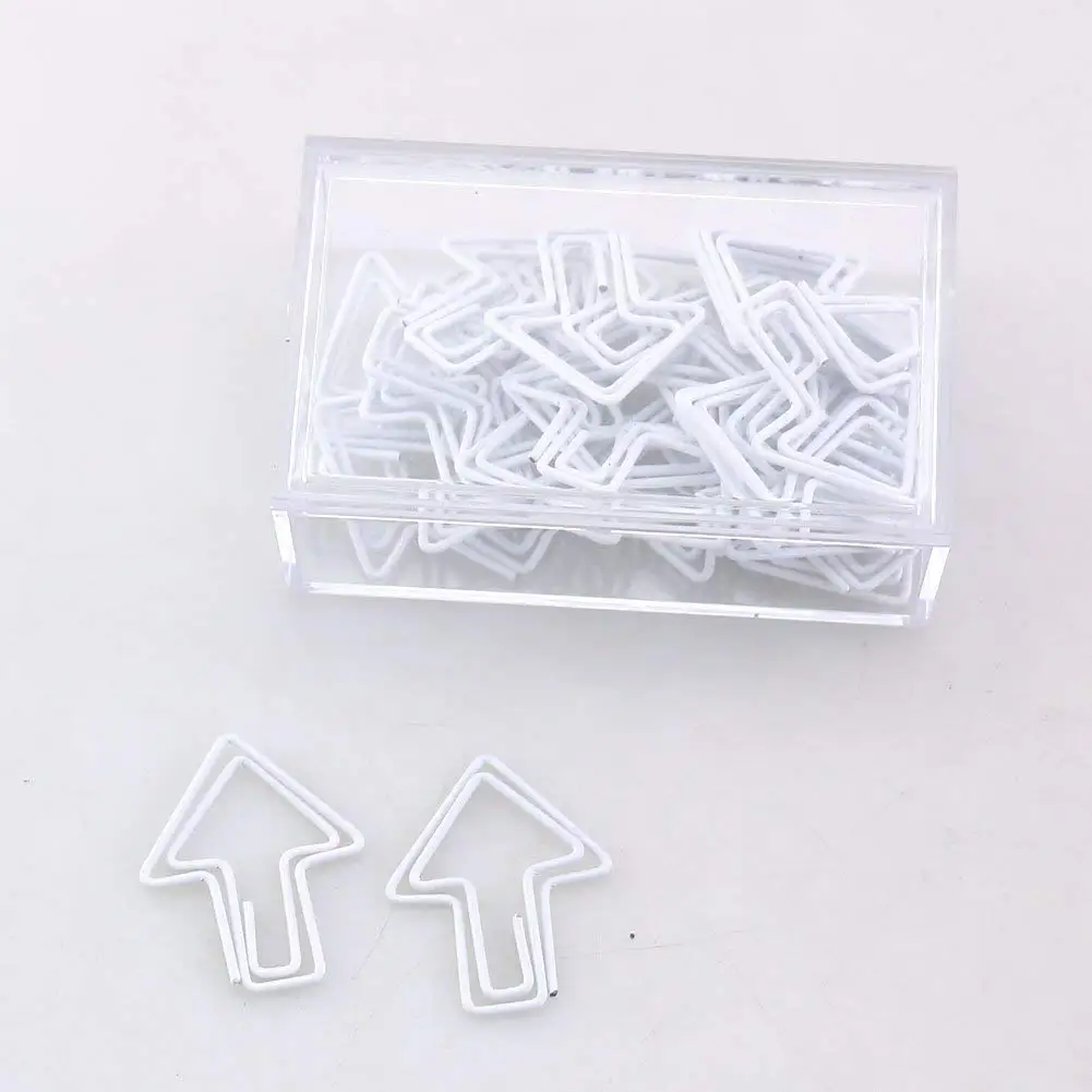 OUTU 30pcs Metal Material number arrow Shape Paper Clips candy Colors Funny Bookmark Office School Stationery Marking Clip H0005 (white)