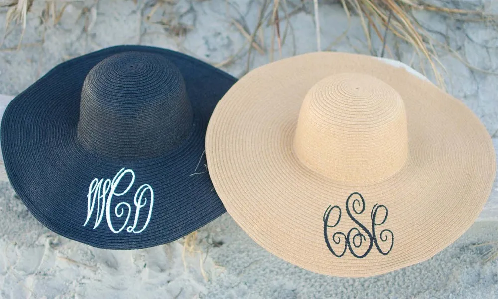 Personalized Custom Monogram Initial Folding Straw Beach Flap Hats 15 ...