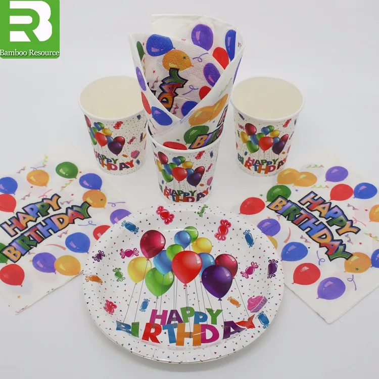 2017 Disposable Paper Party Set Paper Cup And Paper Plate With Napkin