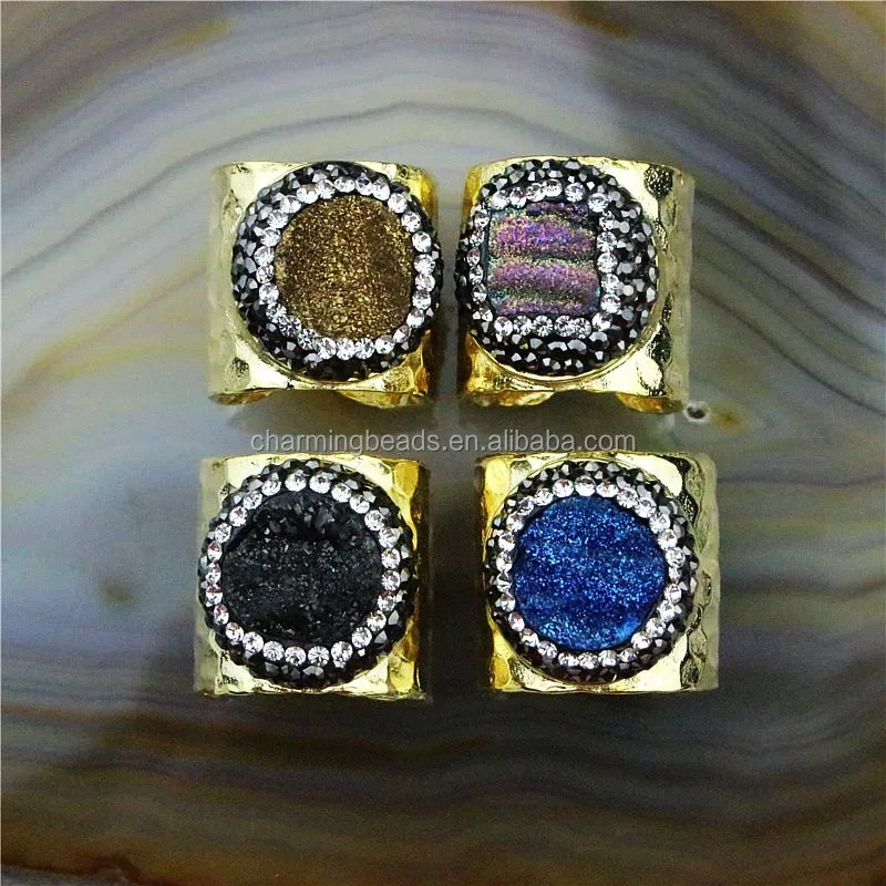CH-MAR0090 Fashion Natural big freshwater pearl jewelry ring,Rhinestone pearl adjustable rings,pave crystal pearl ring wholesale