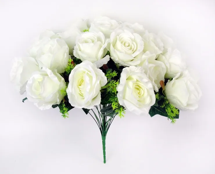 High Level 24 Heads Silk Artificial Blue Roses Flower Bunches For