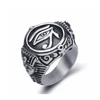 Men Stainless Steel Rings Egyptian Pharaohs Eye of Horus Ra Udjat Silver Tone Jewelry