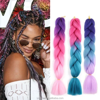 Hot Sale Three Tone Four Tone Rainbow Color Crochet Braid Hair Jumbo Braiding Hair Extension Buy Rainbow Jumbo Braid Hair Rainbow Color Crochet