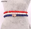 natural stone red coral blue lapis white stone USA flag color beaded cross bracelet