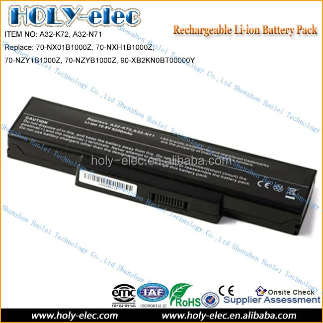 asus li ion battery pack a32 k72