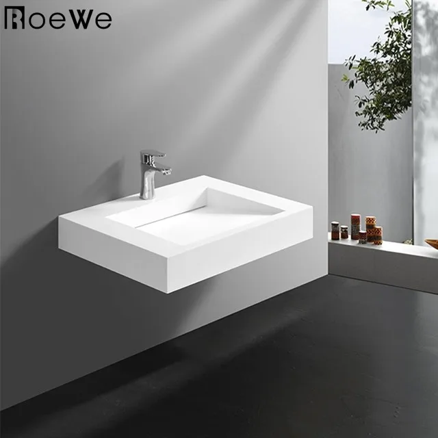 Bathroom Hand Washing Basin Stand Alone Solid Surface Pedestal Sink