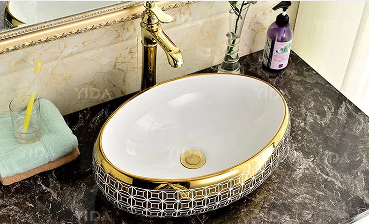 China golden morocco sinks, foshan basin sinks, luxury bathroom design