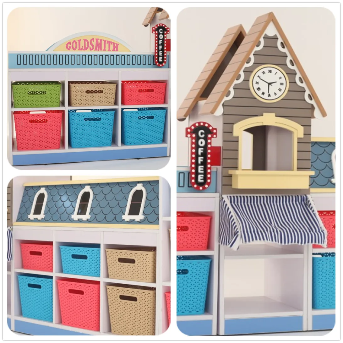 多功能儿童存储通用橱柜幼儿园家具木制儿童玩具储物柜