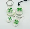 keychain pendant real green four leaf clover five star keyring glow symbol BD1269