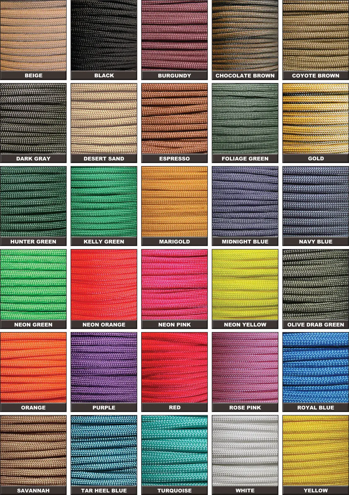 Multi Colored Military Climbing Rope Military Grade Camo Mil Spec 550 Parachute Cord 1000ft