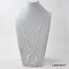 Wire wrapped concentric silver circles pendant necklace