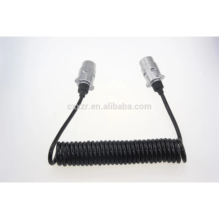 Trailer Extension Lead Spiral Cable with  7 Pin Plastic Trailer Connectors