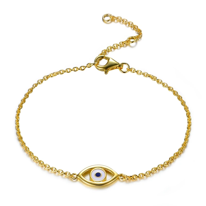 Women Elegant 18k Gold Plated Bracelet Thin Turkey Blue Eye Bracelet ...